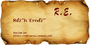 Réh Ernő névjegykártya